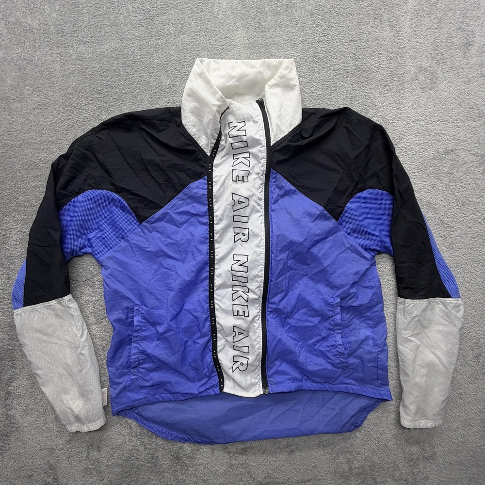 Nike Air Jacket Womens Medium Blue Black White‎ Windbreaker Full Zip CJ1874-500